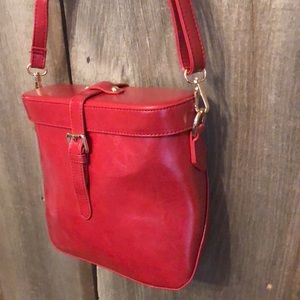 Pink Haley Red Faux Leather Retro Crossbody Purse Bag